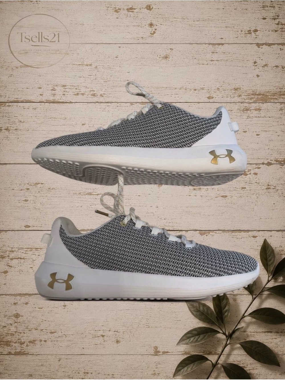 Under Armour Women’s White/Black/Gold Ripple MTL Sneakers - Size 8.5